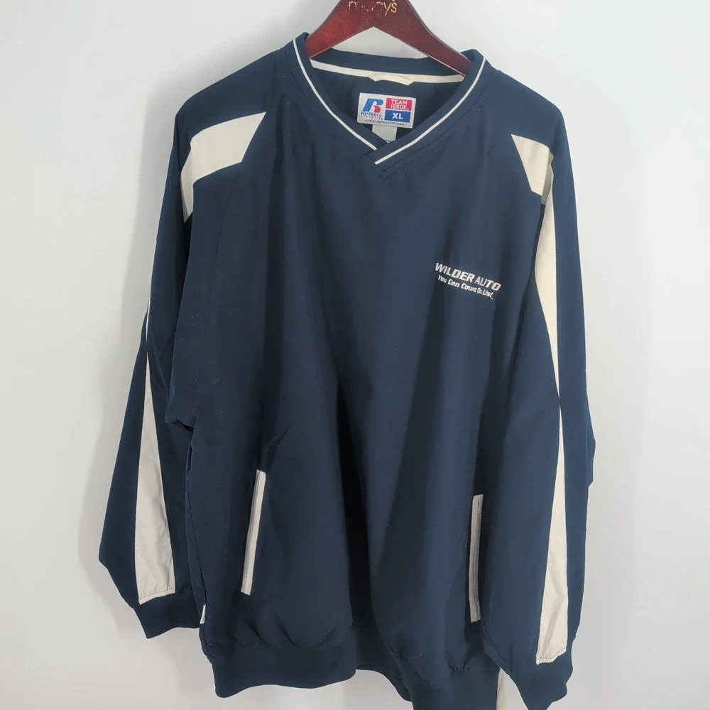 Russel Athletic Team Issue Authentic Apparel Wilder Auto Pullover Jacket Blue XL